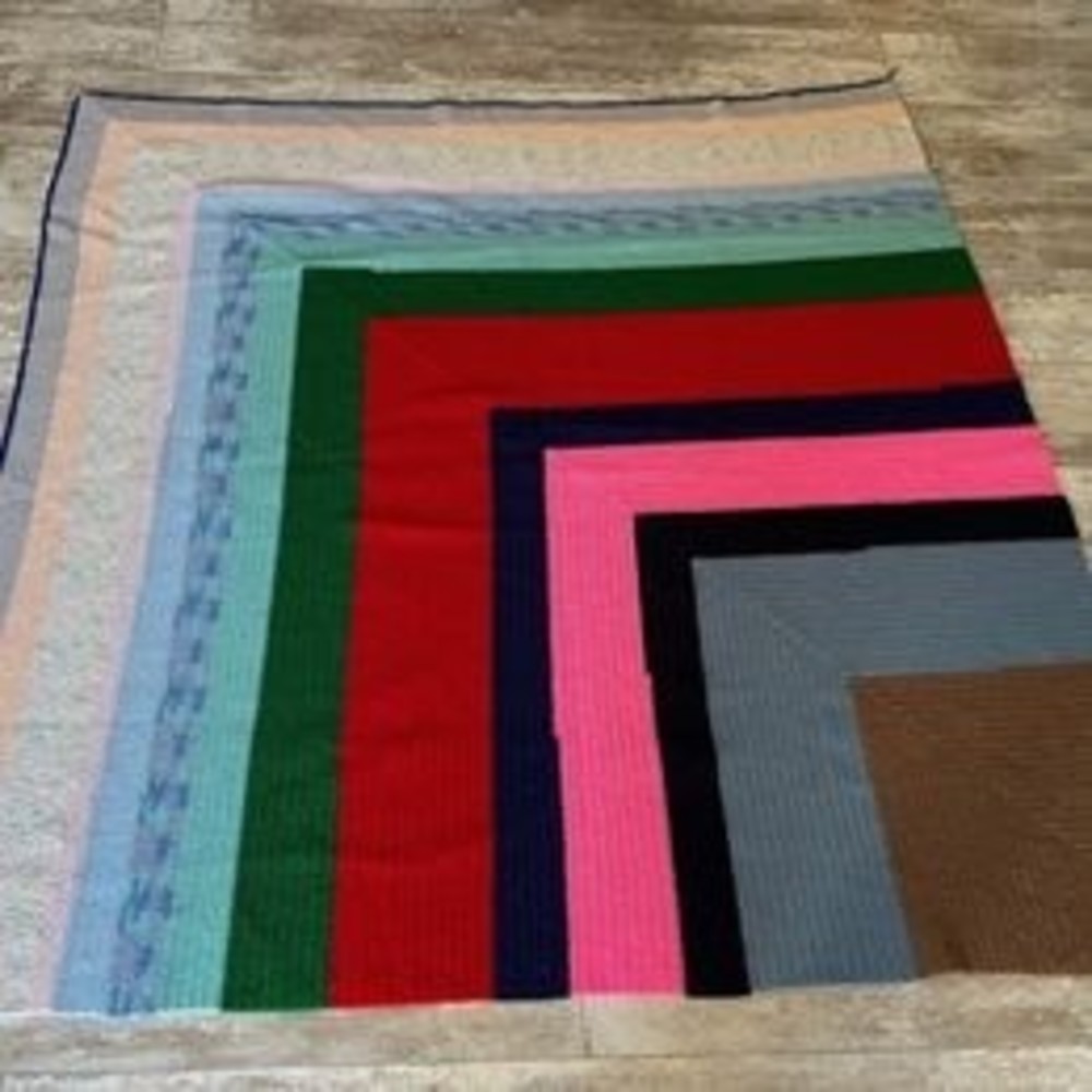 Large 58x65 inch Heavyweight Crocheted Multi-colored Afghan Quilt Blanket Throw